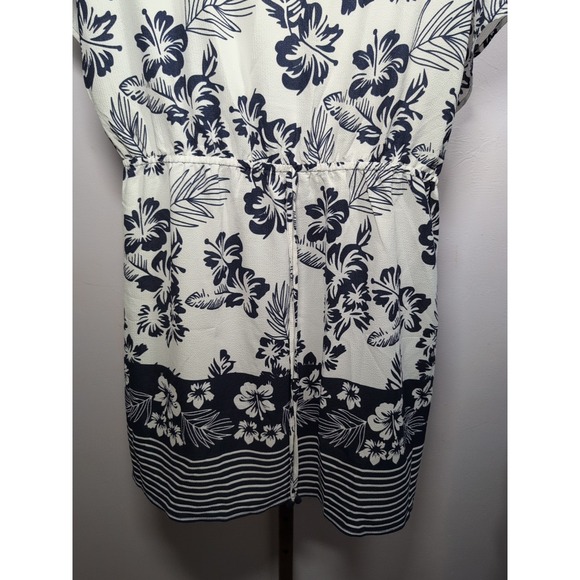 Mario Serrani Beach Swim Cover Up Hawaiian Navy & White, Size S - Picture 3 of 7